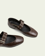 VEGA MOCHA LEATHER FLAT BALLET PUMPS