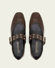 VEGA MOCHA LEATHER FLAT BALLET PUMPS