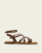 STUDDED BLACK LEATHER FLAT SANDAL VERNA