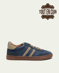 BASKETS SPORT CUIR BLEU ET BEIGE ROMA