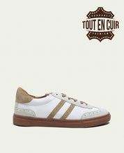BASKETS SPORT CUIR BLANC ET BEIGE LONDRES