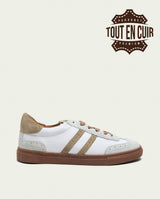 BASKETS SPORT CUIR BLANC ET BEIGE LONDRES
