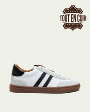 BASKETS SPORT CUIR BLANC ET NOIR OSLO
