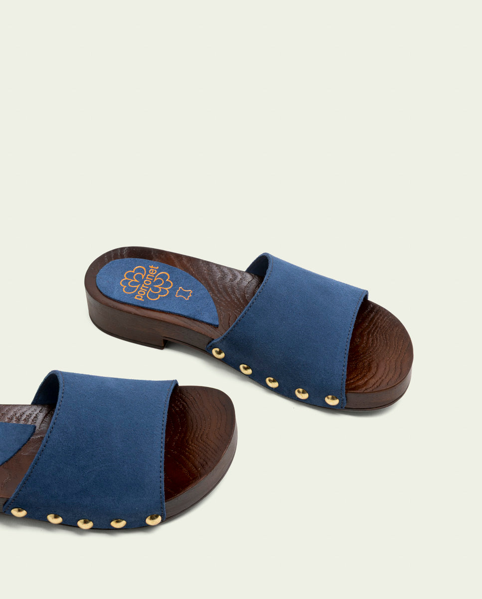 SANDALES EN CUIR À TALONS VALERIA BLEU