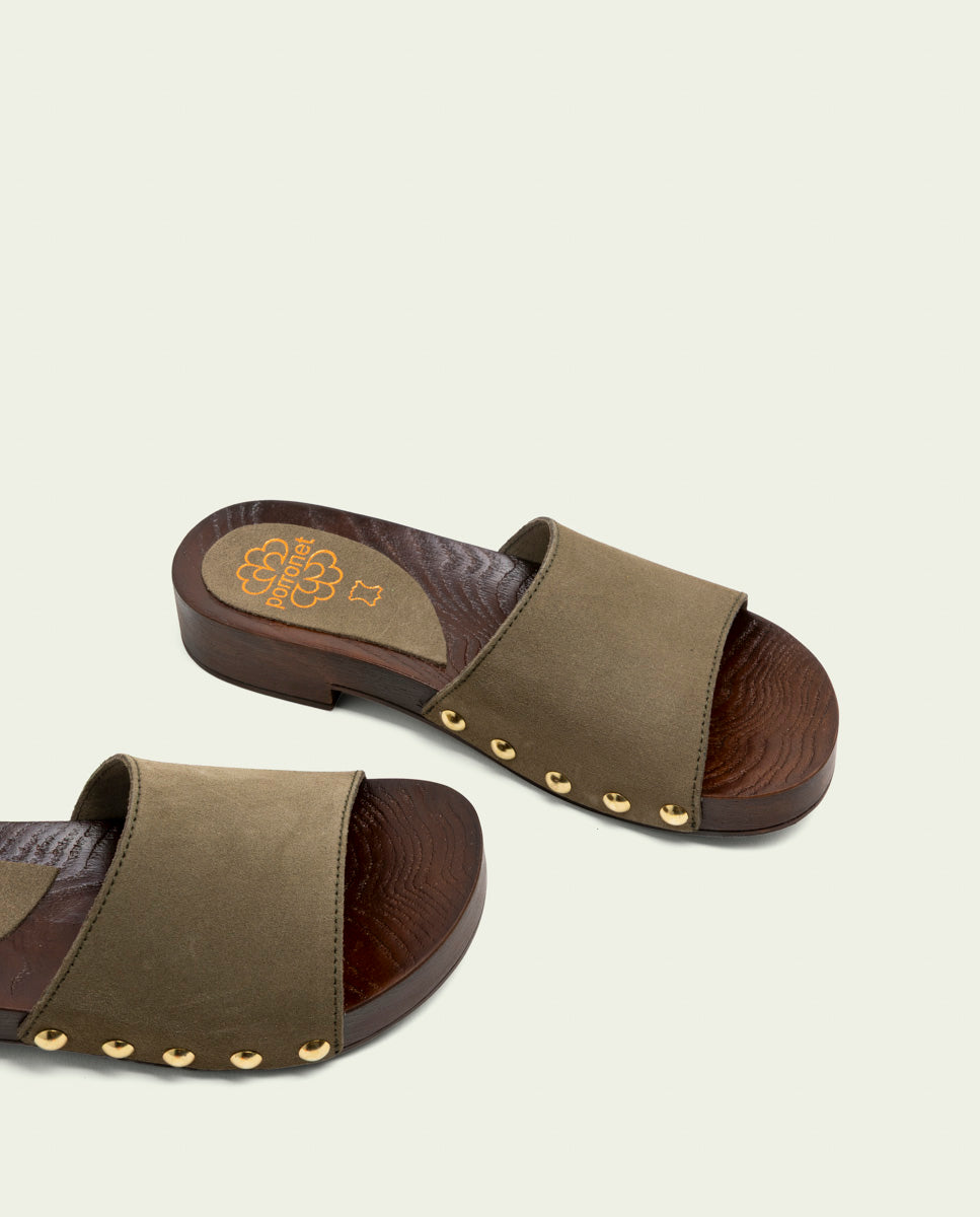 SANDALES EN CUIR À TALONS VALERIA KAKI