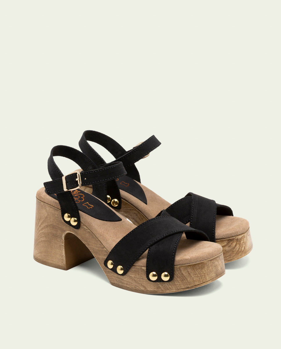 SANDALES À TALONS EN CUIR VANESA NOIR