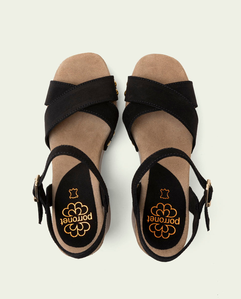 SANDALES À TALONS EN CUIR VANESA NOIR
