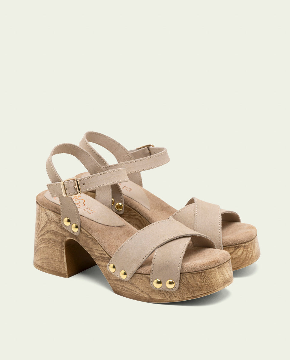 SANDALES À TALONS EN CUIR VANESA SABLE