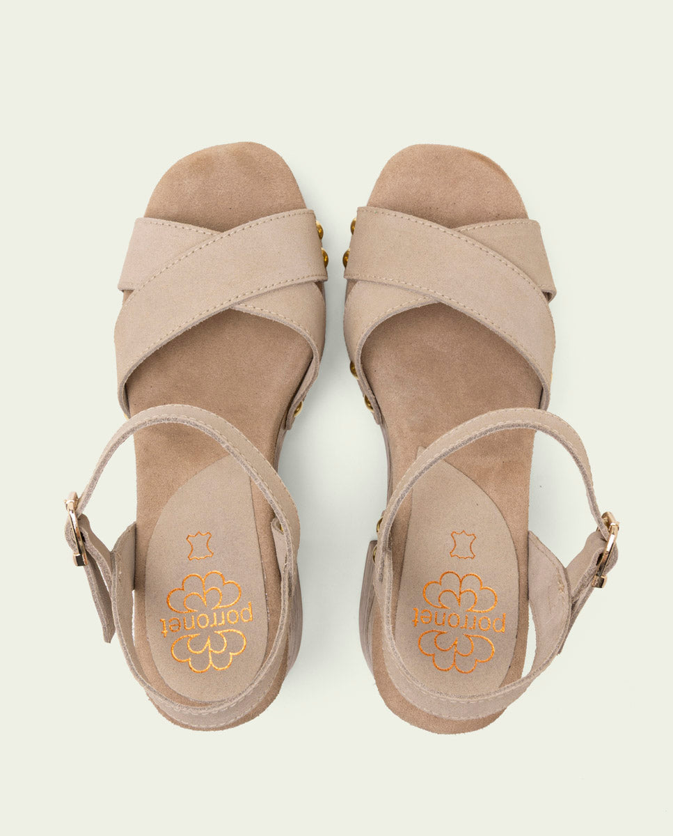 SANDALES À TALONS EN CUIR VANESA SABLE