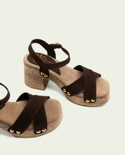 SANDALES À TALONS EN CUIR VANESA COULEUR MOKA