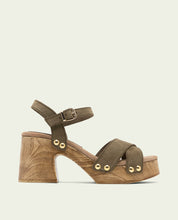 SANDALES À TALONS EN CUIR VANESA KAKI