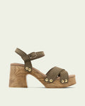 SANDALES À TALONS EN CUIR VANESA KAKI