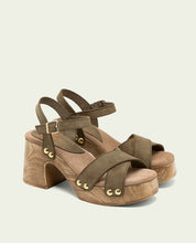 SANDALES À TALONS EN CUIR VANESA KAKI